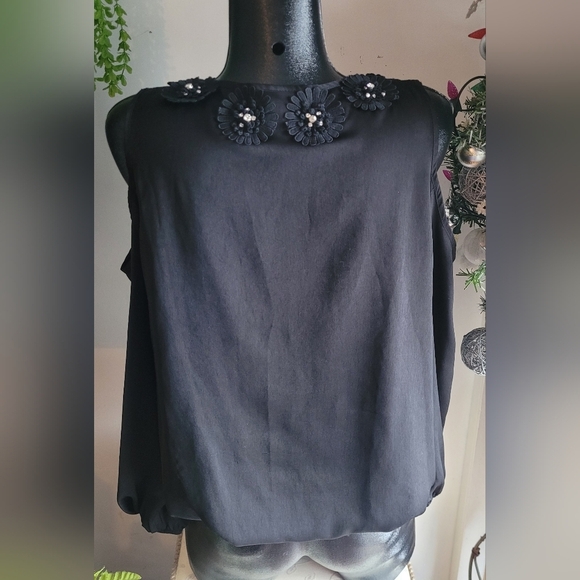 Cartise Black Cold Shoulder Long Sleeve Blouse Sz.6 - Picture 7 of 8